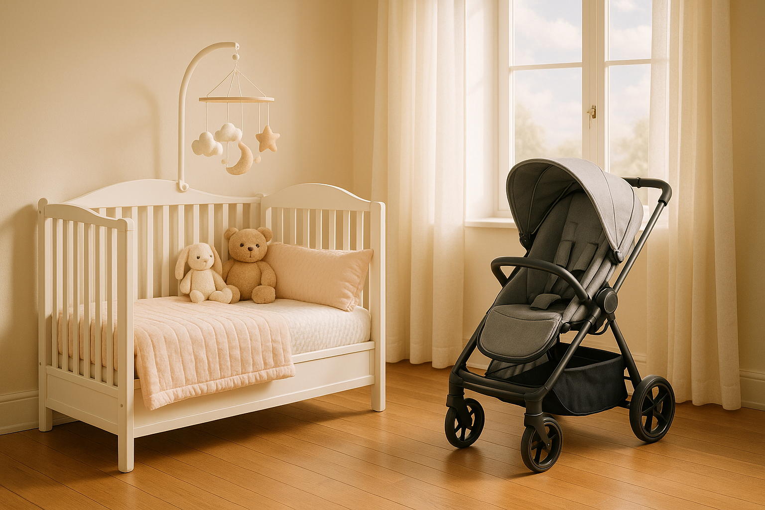 make baby bed and standing stroller and windowslide-1